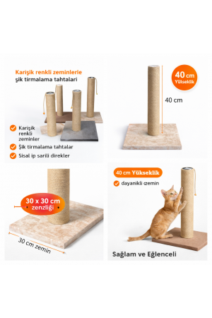 Kare Tabanlı Doğal Jut Kedi Tırmalama Tahtası 40 cm Karışık… Kare Tabanlı Doğal Jut Kedi Tırmalama Tahtası 40 cm Karışık…