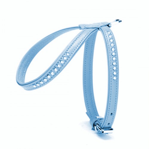Taşlı Deri Köpek Göğüs Tasması 1,2 x 21-30 cm Mavi