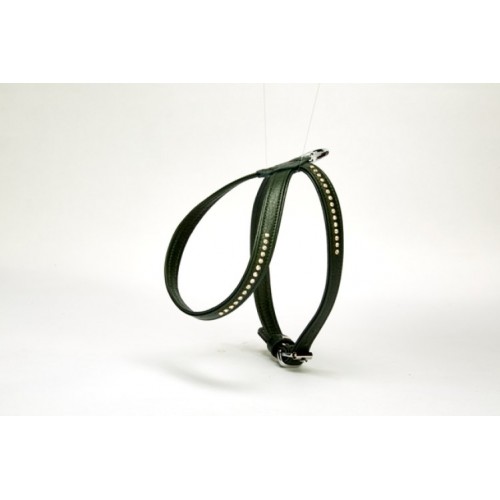 Taşlı Deri Köpek Göğüs Tasması 1,2 x 25-35 cm Yeşil